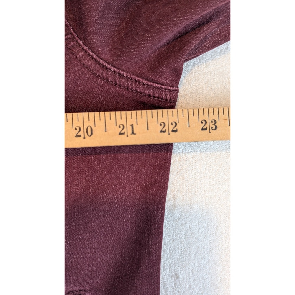 Belle By Kim‎ Gravel Women Burgundy Denim Jacket, Collared, Long Sleeves, Casual - Picture 9 of 11